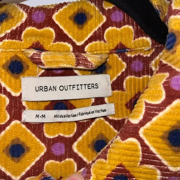 Urban Outfitters Neutral Floral Geometric Y2K Cropped Cotton Jacket Yellow M - Picture 5 of 8